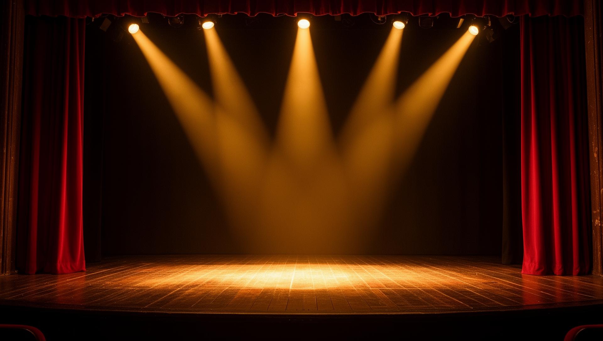 Theatre stage with dramatic lighting